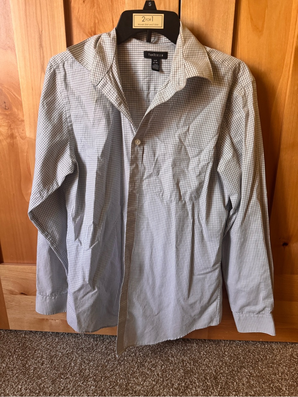 Van Heusen Light Gray Checked Mens Shirt